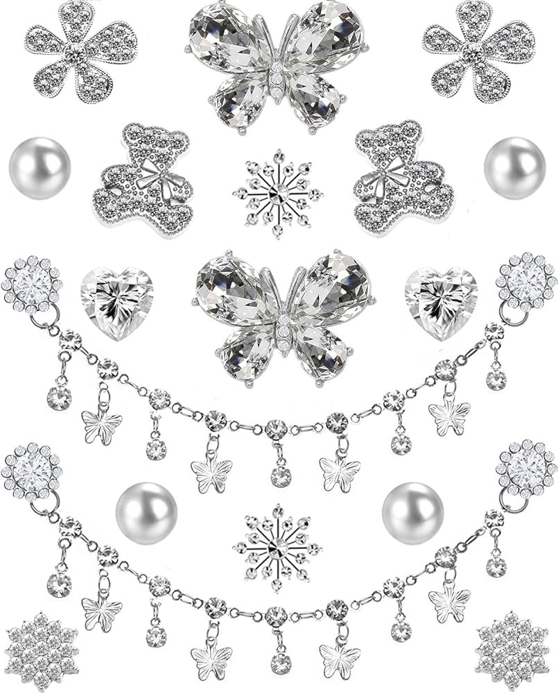 Rhinestone Bling Shoe Charms Designer Jewelry Accessories for Women Girls Luxury Rhinestone Butte... | Amazon (US)