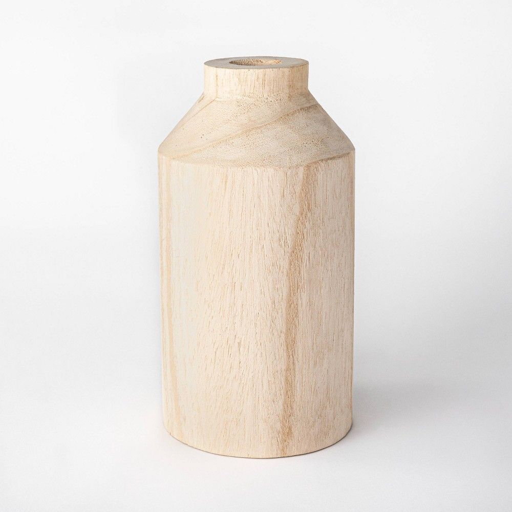 12"" Decorative Wooden Vase Natural - Threshold designed with Studio McGee | Target