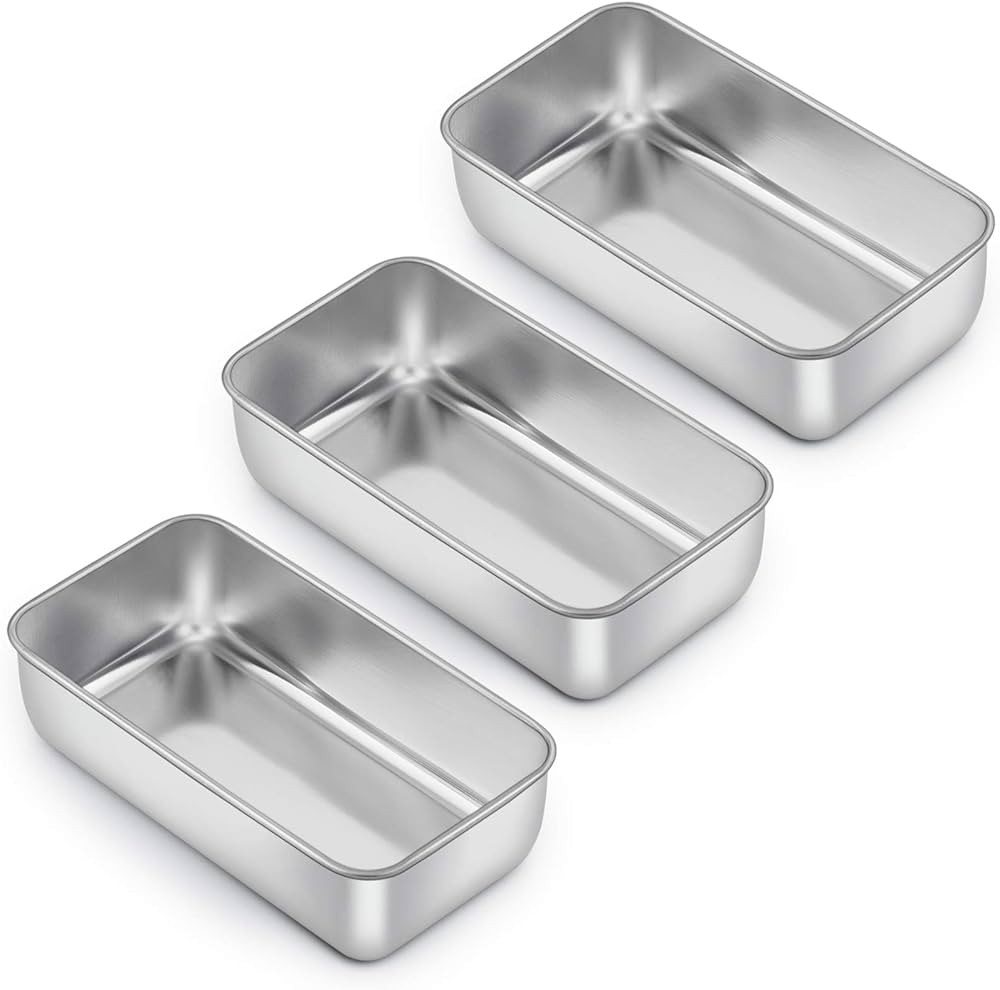 E-far Loaf Pan for Baking Bread, 9 x 5 Inch Stainless Steel Baking Loaf Pans, Metal Bakeware for ... | Amazon (US)