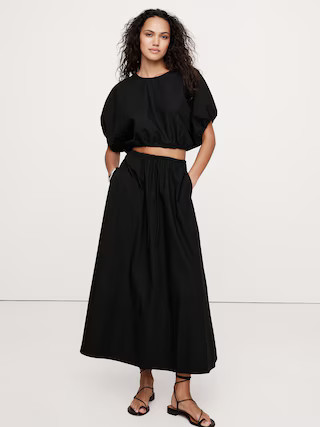 Cotton Poplin Bubble-Hem Cropped Top | Banana Republic (US)