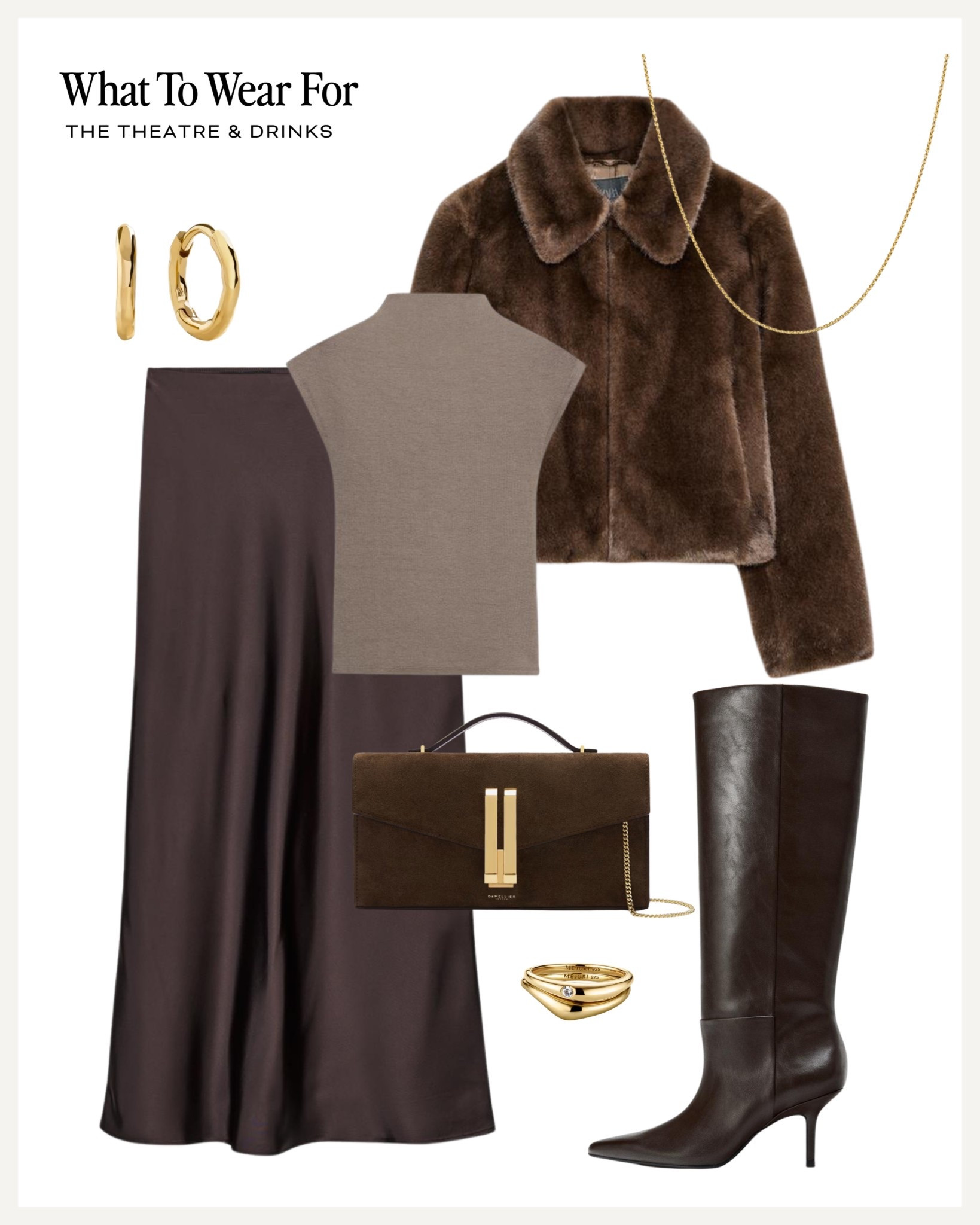 Autumn outfit inspo 🍂 

Date night / Zara new in / faux fur jacket / brown neutral outfits / satin midi skirt / knee high boots / suede clutch bag 

#LTKuk #LTKautumn #LTKdatenight