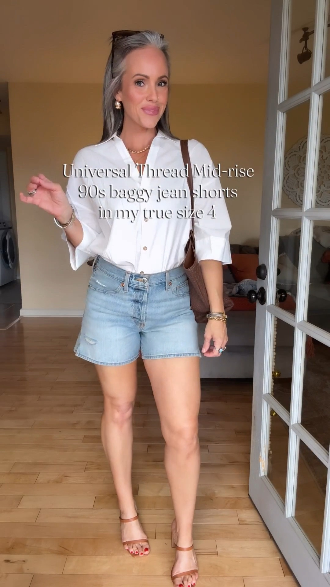 Size 27 in the Levi’s (white) sizing is forgiving since you can cinch the waist!
Size 4 in the universal thread blue denim. 
Medium in the tank top and small in the white button down top. 
Shoes tts. #momapproveddenim #denimshorts #momstyle #millennialstyle #millennialfashion #fashionover40 

#LTKootd #LTKmomlife #LTKOver40