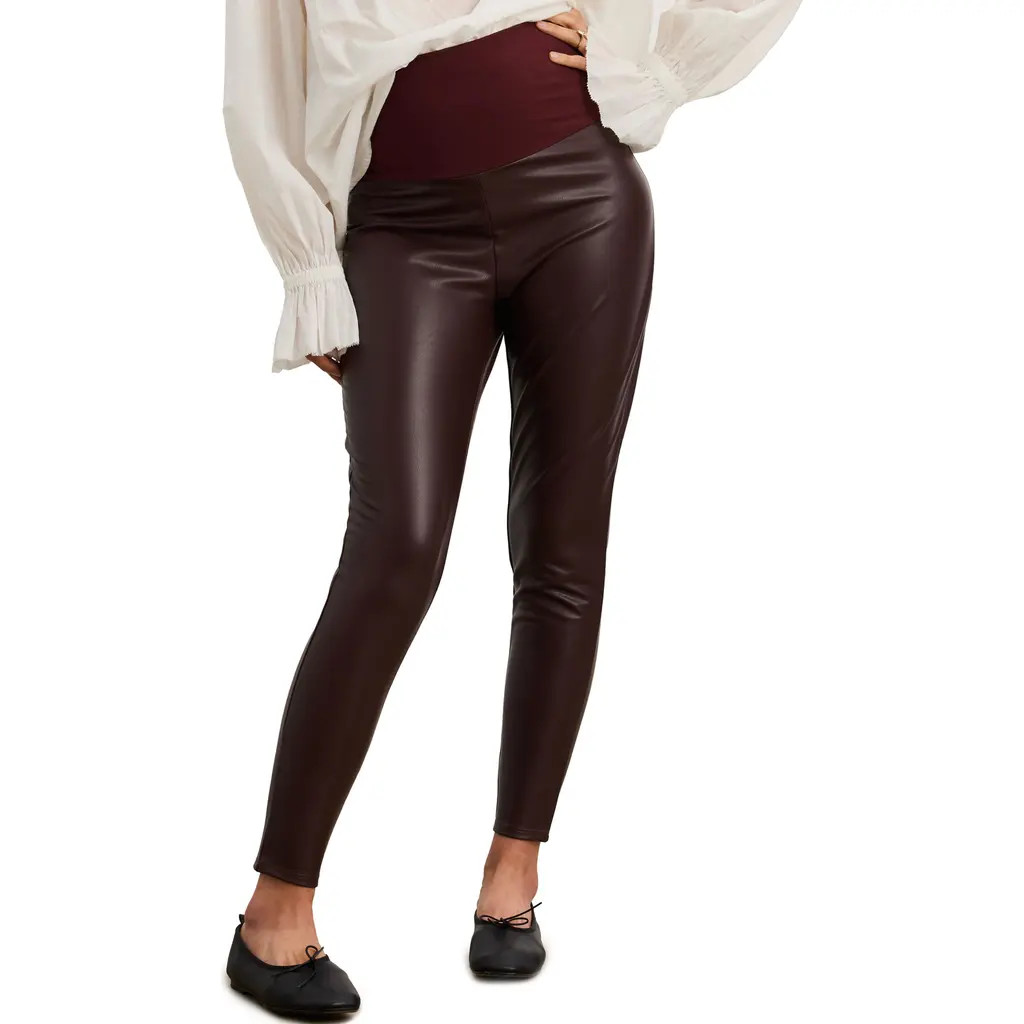 HATCH The Vegan Stretch Leather Legging in Chocolate Plum at Nordstrom, Size Large | Nordstrom