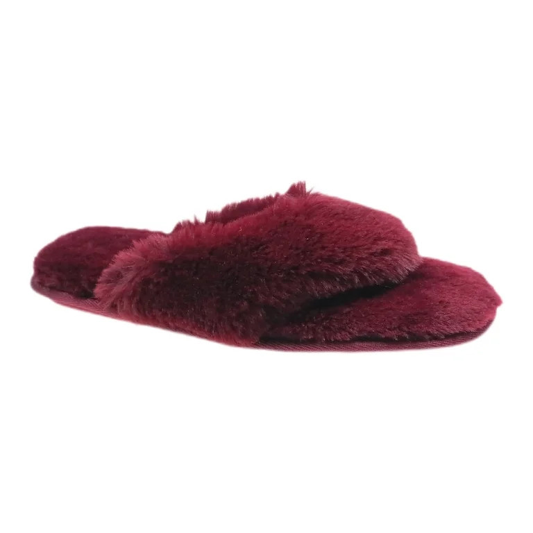 Joyspun Women's Faux Fur Thong Slippers | Walmart (US)