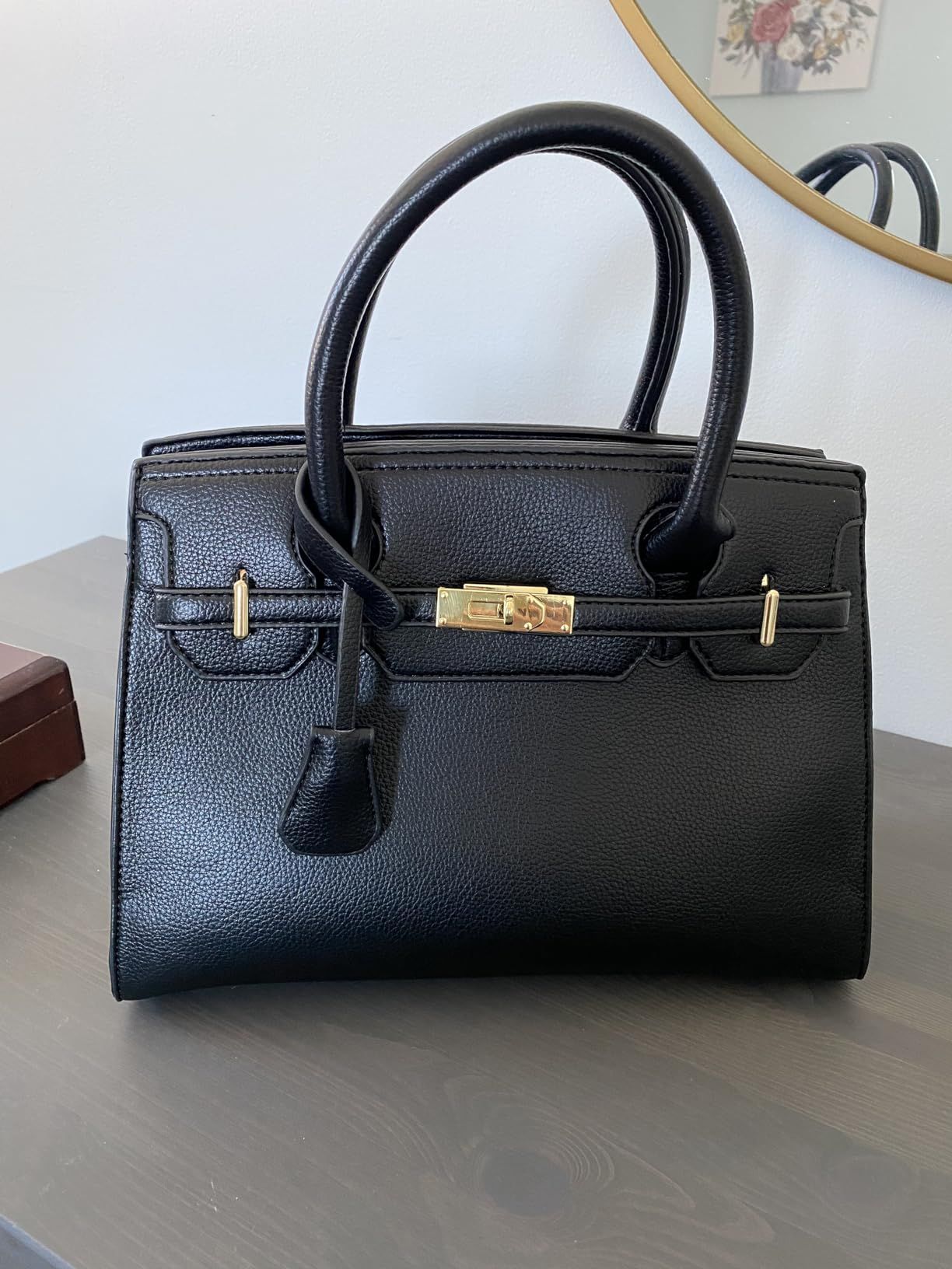 Womens Leather Satchel Bags 12.2 * 5.9 * 9.8in Medium Shoulder Bag Top Handle Handbags Ladies Des... | Amazon (US)