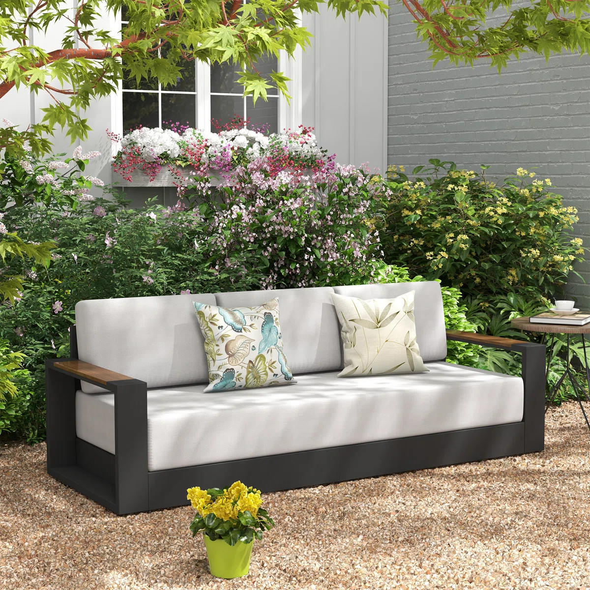 Outdoor Patio Sofa With Cushions | Wayfair North America