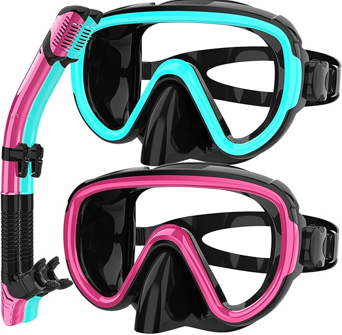Bairuifu 2 Packs Dry Snorkel Mask Set Snorkeling Gear for Adults Scuba Diving Mask Swimming Glass... | Amazon (US)