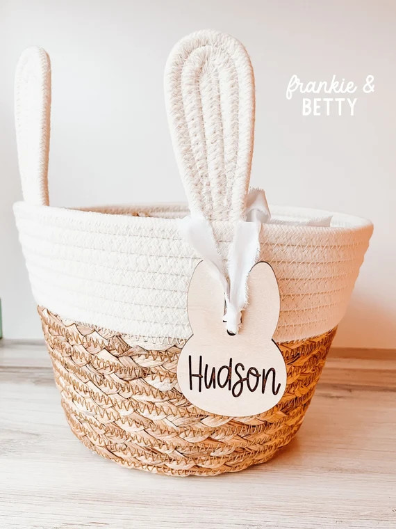 Easter Basket Bunny Tag | Bunny Name Tag | Personalized Easter Tag | Boho Bunny | Easter Decor | ... | Etsy (US)