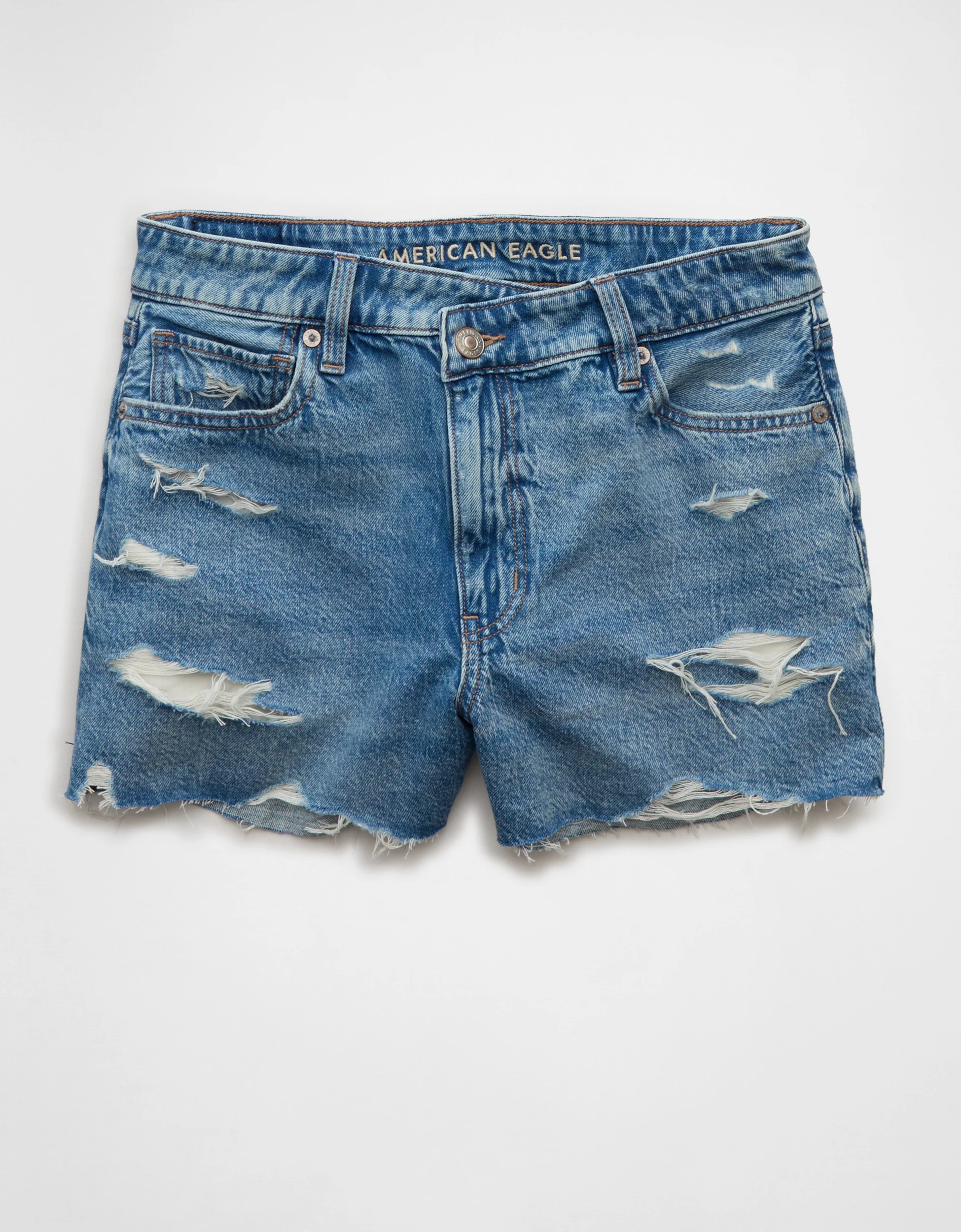 AE Strigid Super High-Waisted Mom Short | American Eagle Outfitters (US & CA)
