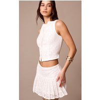 White Lace Pleated Mini Skirt | PrettyLittleThing US