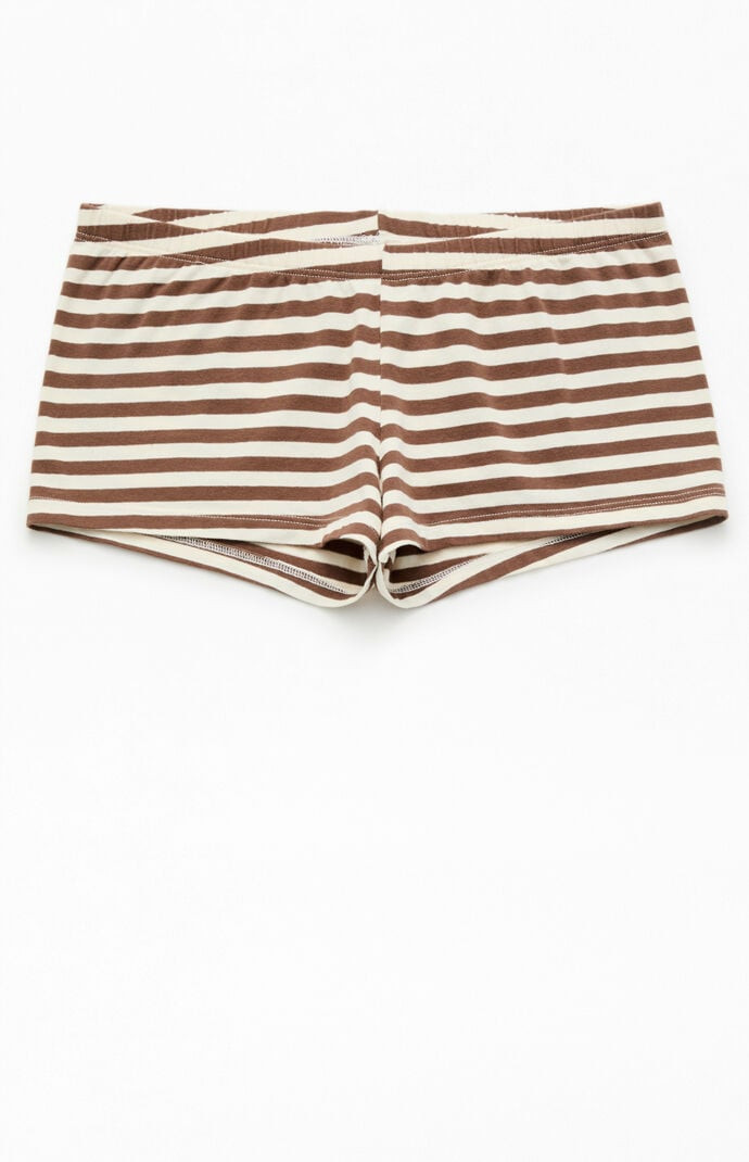 John Galt Women's Brown Striped Boxer Boyshorts in Brown/White | PacSun