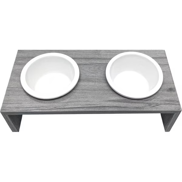 Cosmo Furbabies Double Dog & Cat Diner, Gray, Gray, 15-in | Chewy.com
