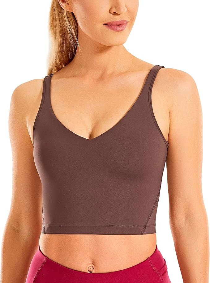 CRZ YOGA Women's Longline Sports Bra Wirefree Padded Yoga Bras Workout Running Crop Tank Tops | Amazon (US)