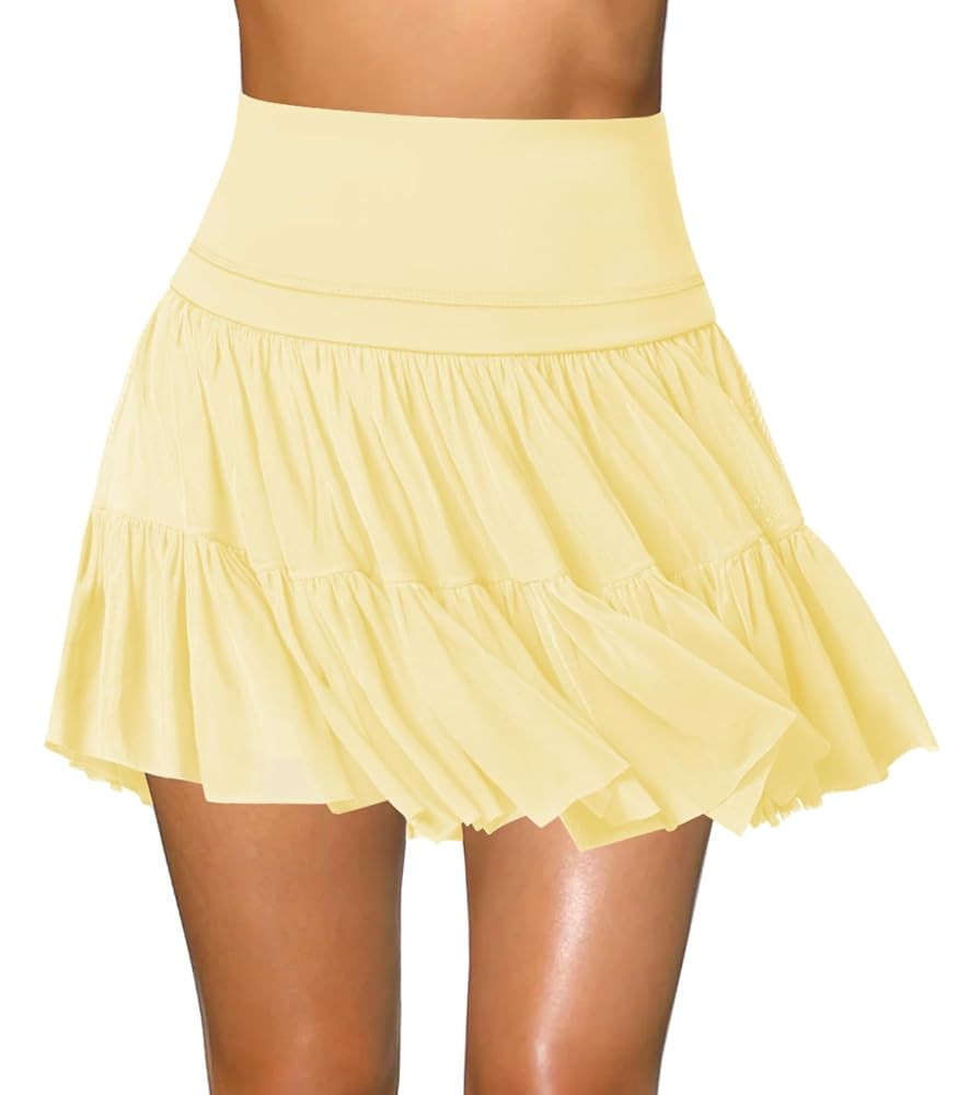 Women's Mini Skirt Skort Flowy Pleated High Waisted Ruffle Tennis Skirts for Women Athletic Skate... | Amazon (US)