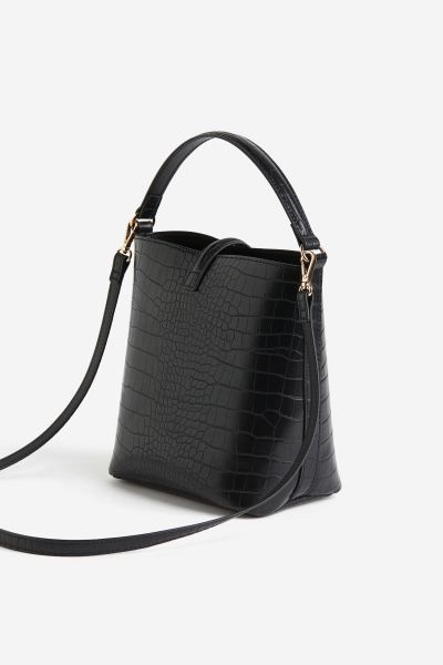 Crossbody bag - Black/Crocodile-patterned - Ladies | H&M GB | H&M (UK, MY, IN, SG, PH, TW, HK)