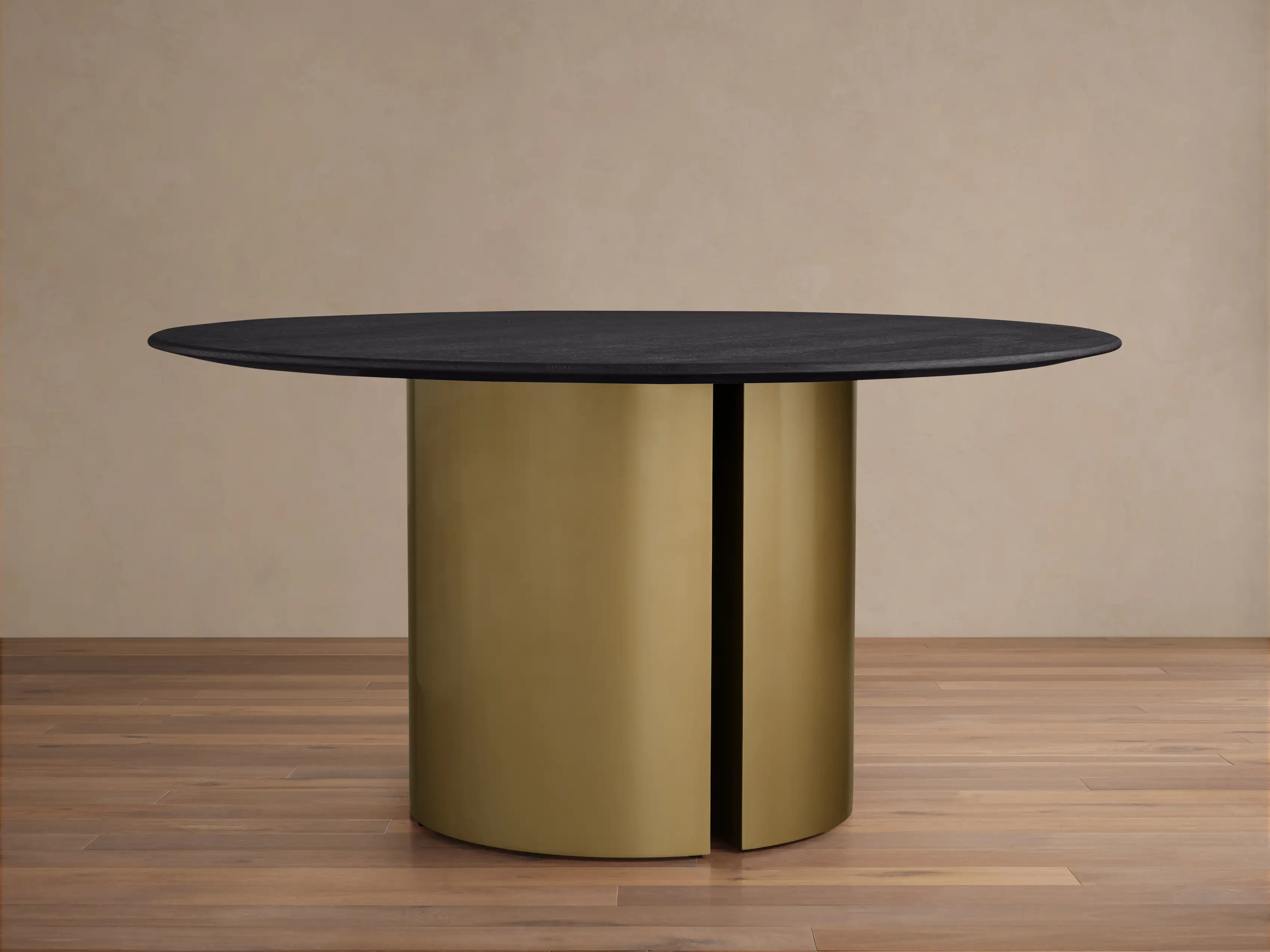 Saint Germain Round Wood Dining Table with Dauphine Base in Metal | Arhaus