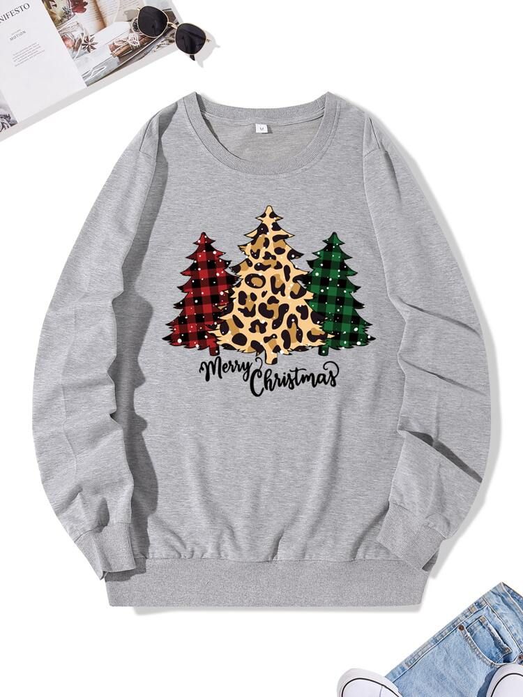 Christmas & Slogan Graphic Sweatshirt | SHEIN