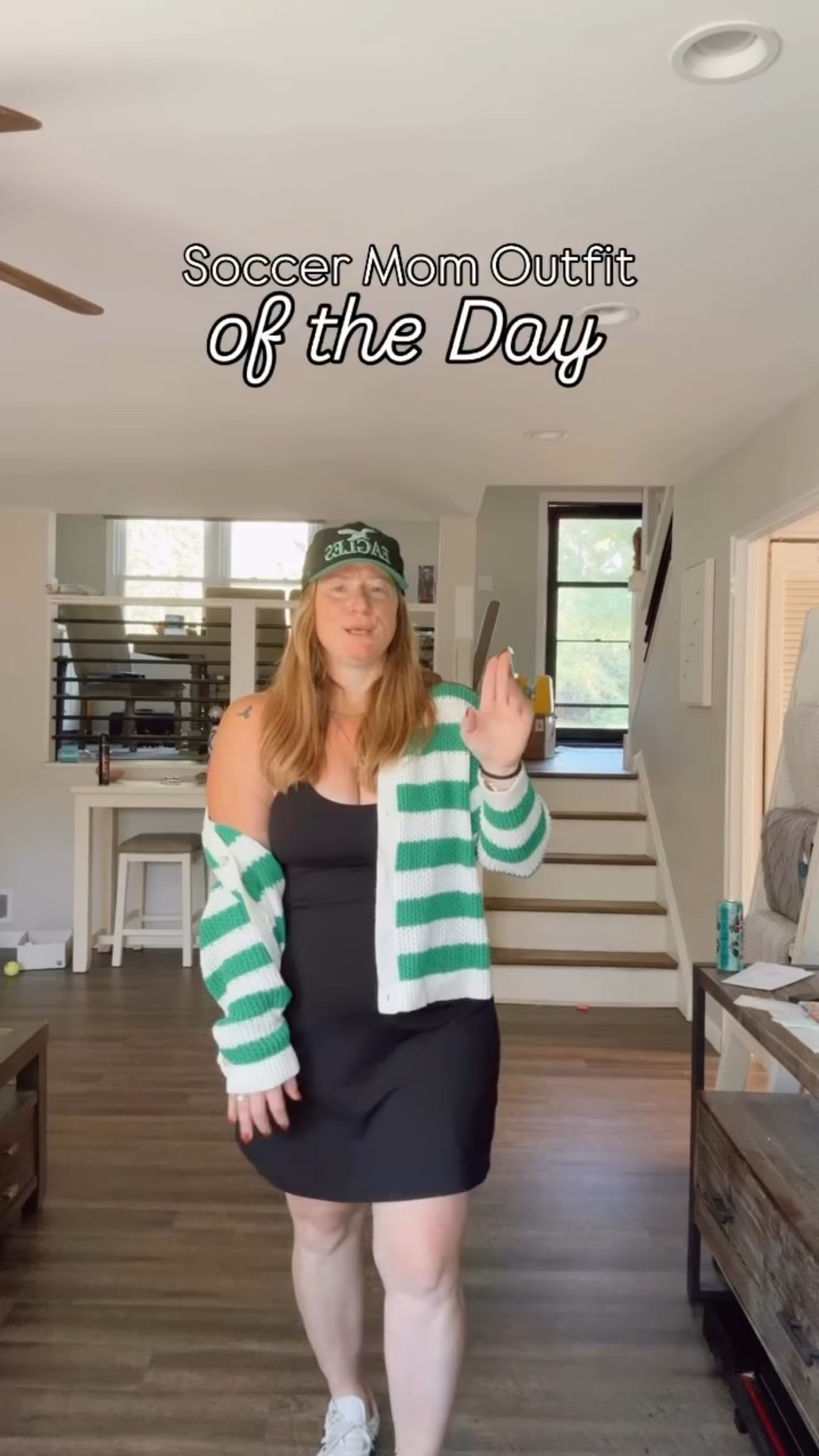 Outfit of the day - a little active dress 👗 & a cardigan of choice. Add a hat 🧢 & your fave sneakers. 👟 

This is one of those easy outfit equations I put in my head that help me plan my outfits out. Again having those staples is key. 🔑