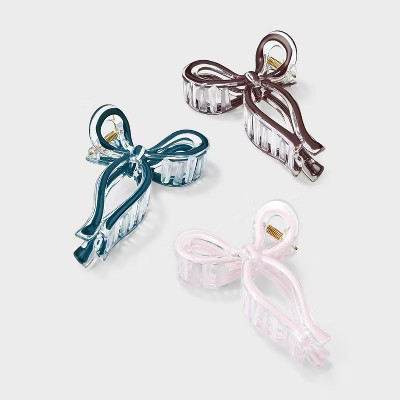 Bow Claw Hair Clip Set 3pc - Wild Fable™ Light Pink/Cream/Brown | Target