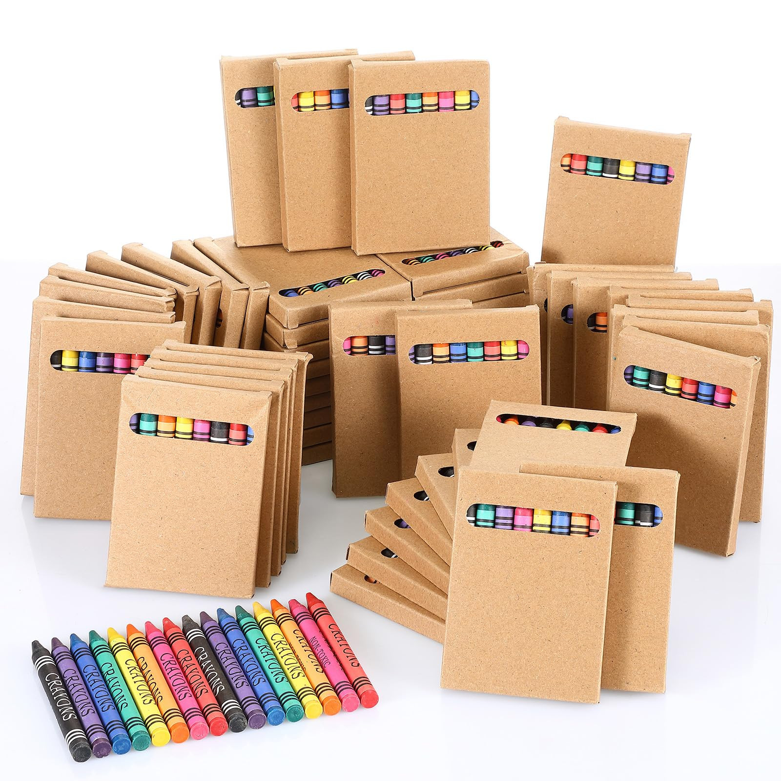 50 Packs Crayons Bulk Individual Packs 8 Color Crayon Mini Wrapped Wax Party Favors for Back to S... | Amazon (US)