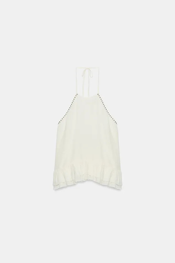 NECKHOLDER-OBERTEIL MIT VOLANTS UND NIETEN | Zara US