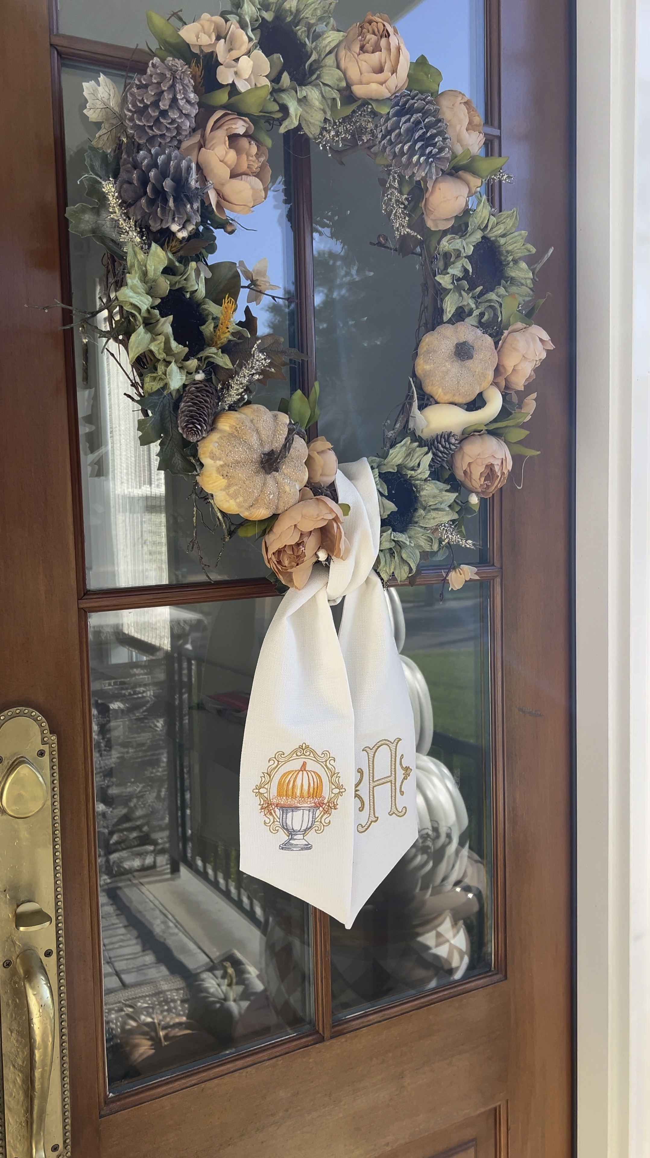 The prettiest wreath sash I’ve ever seen! Obsessed w all things nanaluvshop
Etsy small business
Virginia small business
Grandmillenial home
Front porch decor
Fall decor
Fall front porch

Wreath was DIY using hobby lobby garland and amazon peonies

#LTKFindsUnder100 #LTKFindsUnder50 #LTKHome