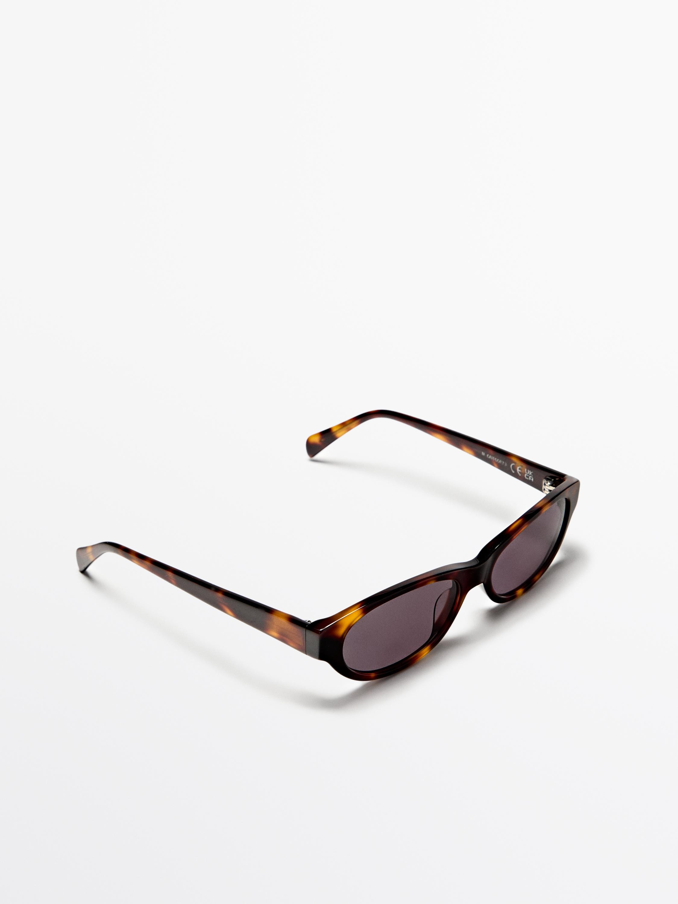 Narrow tortoiseshell-effect sunglasses | Massimo Dutti UK