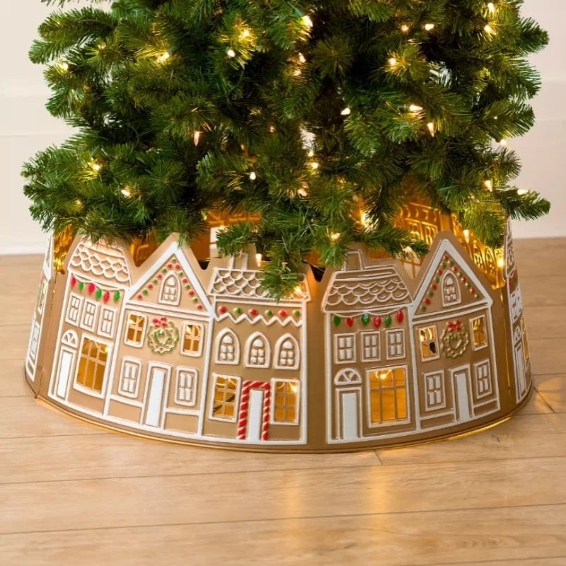 New Gingerbread House Christmas Tree Collar with LED Lights - Perfect Christmas Decoration | Walmart (US)