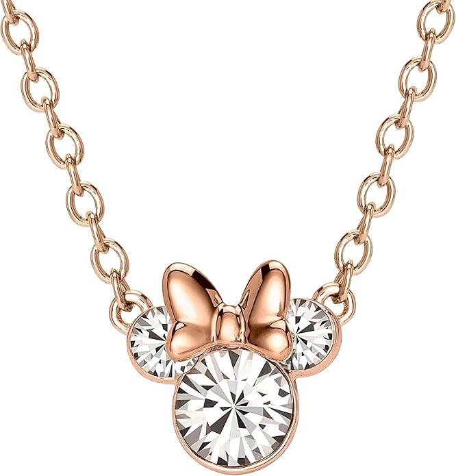 Disney Minnie Mouse Crystal Birthstone Jewelry, Birth Month Pendant Necklace, Silver Plated | Amazon (US)