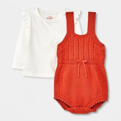 Baby Girls' Sweater Romper with Cable T-Shirt Set - Cat & Jack™ | Target