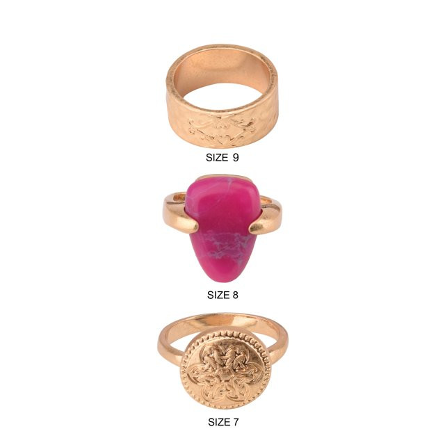 The Pioneer Woman Adult Female Gold-Tone Metal and Stone 3pc Ring Set Sizes 7-9 | Walmart (US)