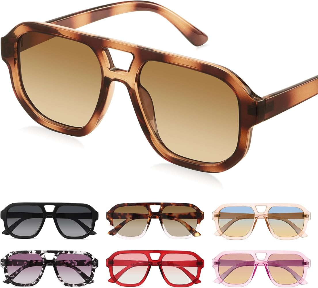 livho Trendy Polarized Square Aviator Sunglasses Women Men Square Eyewear Frame, Retro Sun Glasse... | Amazon (US)