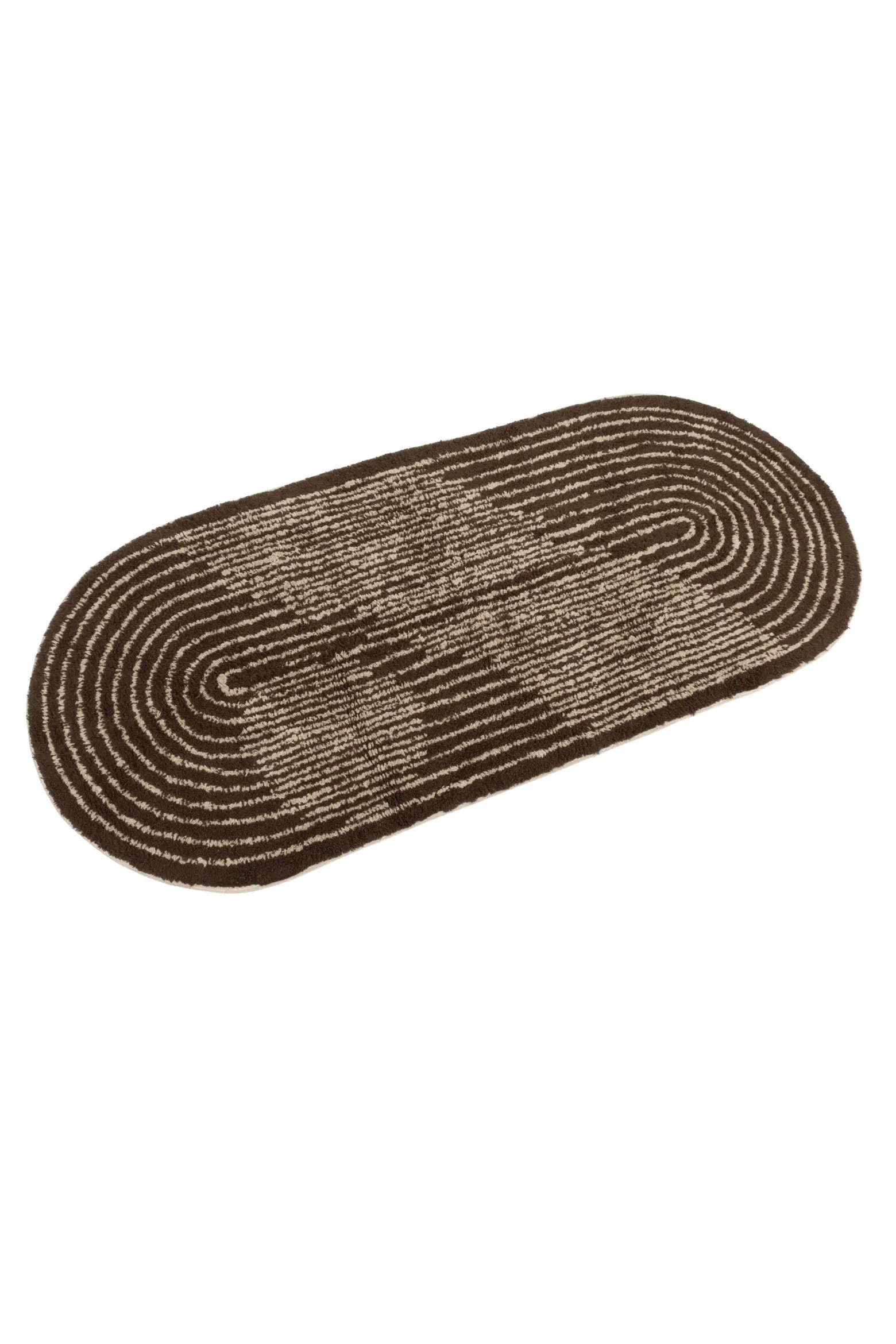 Modern Oval Cotton Tufted Rug with Woven Line Design, Brown and Ivory | Nordstrom | Nordstrom