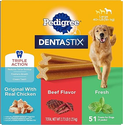 PEDIGREE DENTASTIX Large Dog Dental Care Treats Original, Beef & Fresh Variety Pack, 2.73 lb.Pack... | Amazon (US)