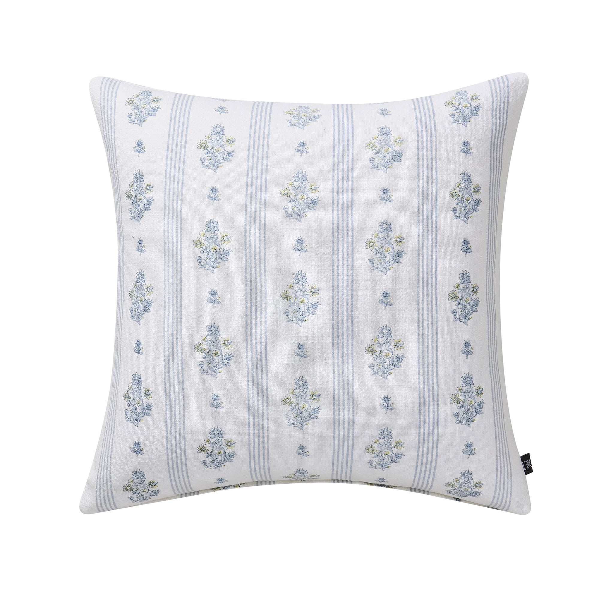 My Texas House 18" x 18" Blue Floral Stripe Decorative Pillow Cover | Walmart (US)