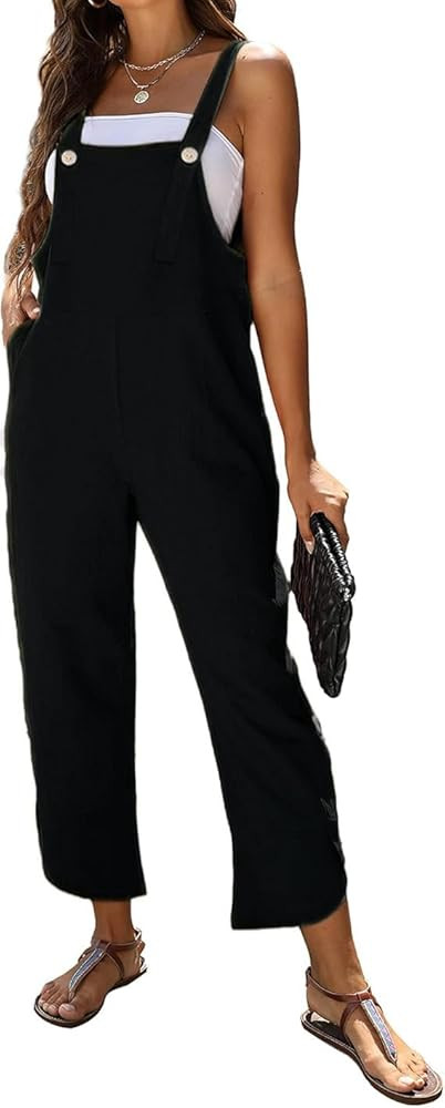 AMEBELLE Women's Sleeveless Cotton Linen Overalls Rompers Baggy Wide Leg Jumpsuits | Amazon (US)