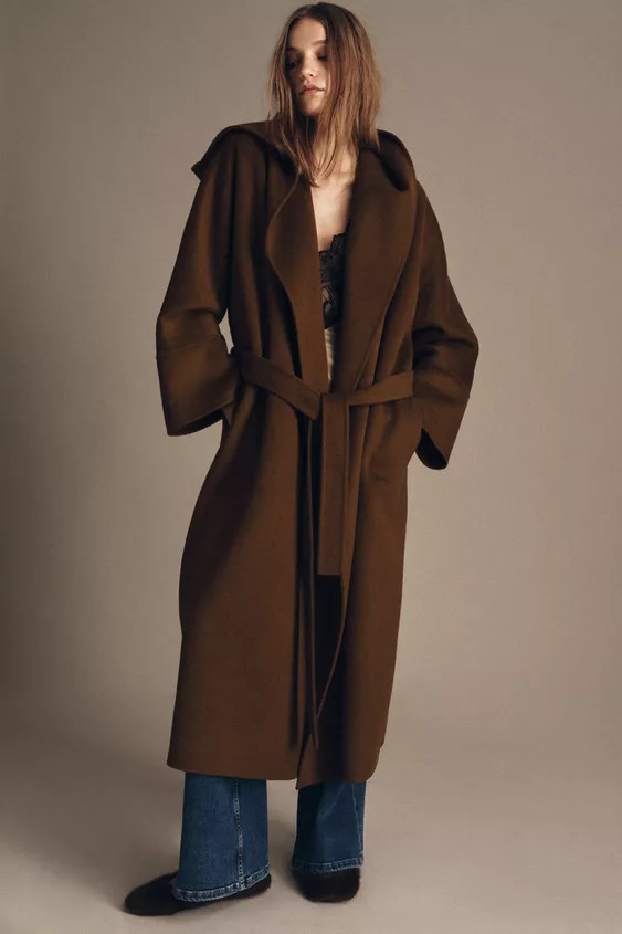 ZW COLLECTION LIMITED EDITION LONG BELTED WOOL COAT | Zara US