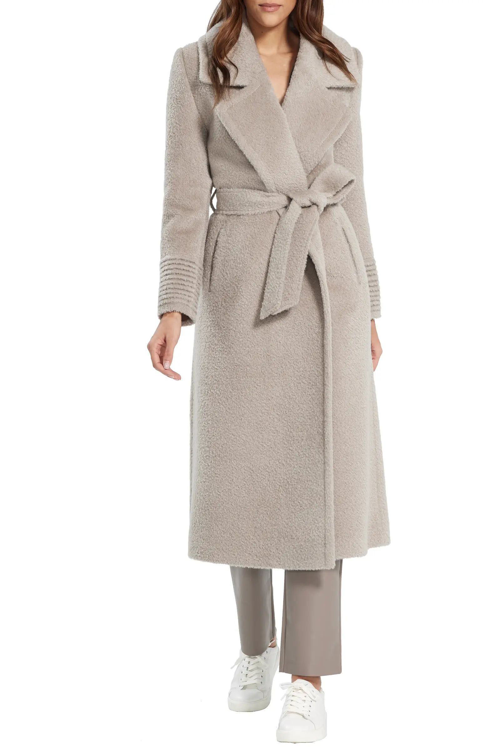 SENTALER Bouclé Notch Collar Alpaca & Wool Blend Wrap Coat | Nordstrom | Nordstrom