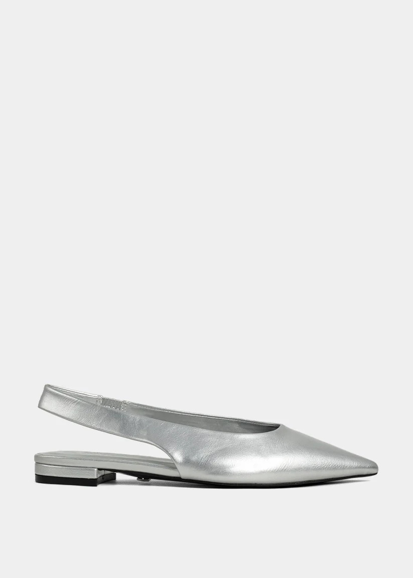 Amelia Silver Slingback Flats – SHUSHOP | SHUSHOP