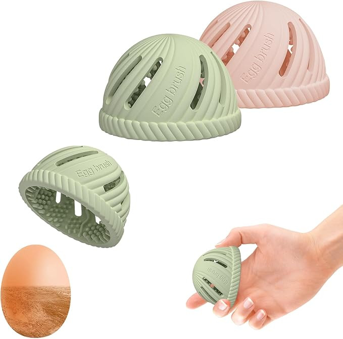 2PCS Egg Brush Cleaner, Egg Scrubber for Fresh Eggs, Silicone Egg Washer Machine Tool, Egg Spinni... | Amazon (US)