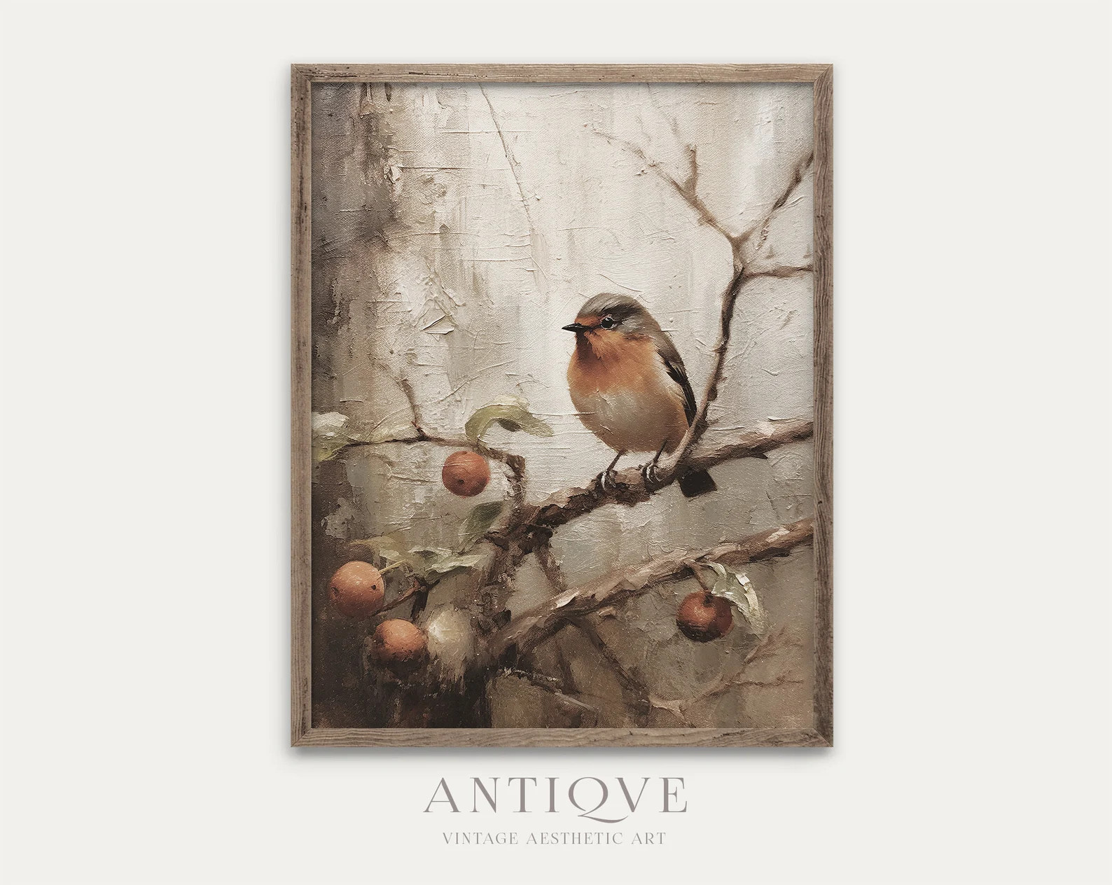 Painting of a Cute Robin on an Apple Tree | Fall Bird Painting | Rustic Autumn Decor | Digital Do... | Etsy (Global)