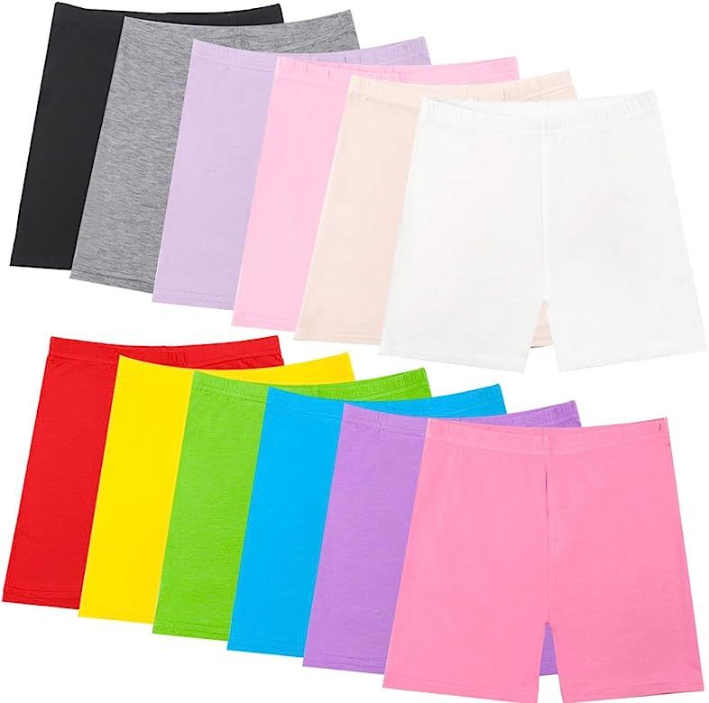 12 Mixed Color Girls Dance Shorts, Bike Shorts for Playgrounds and Gymnastics, Breathable and Saf... | Amazon (US)