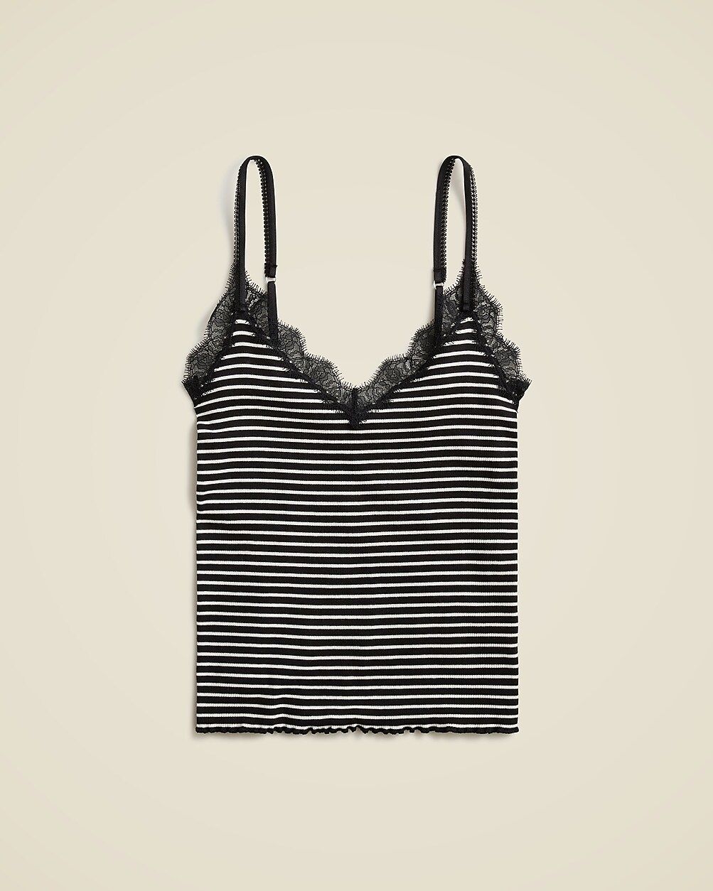 Fine rib lace-trim tank top in stripe | J. Crew US