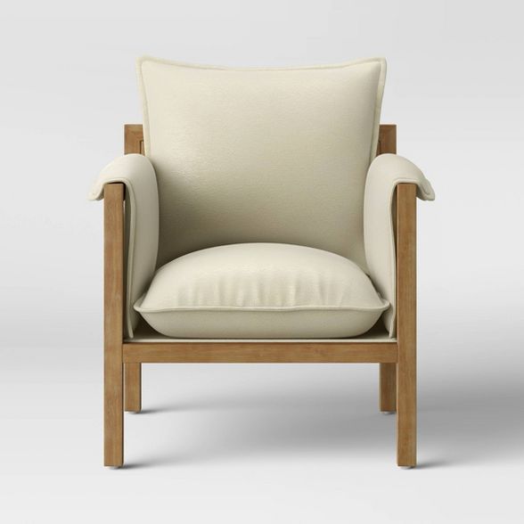 Archdale Wood and Upholstered Accent Chair - Cream - Threshold™ | Target