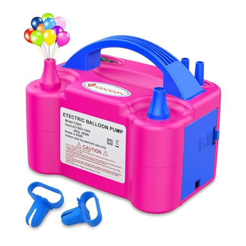 IDAODAN Electric Balloon Pump, Portable Electric Balloon Blower Machine Balloon Air Pump Dual Nozzle110V 600W Balloon Inflator for Party Decorations（Big Red） | Amazon (US)