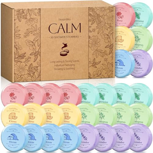 Shower Steamers 30 PCS with Individually Wrapped, Shower Bombs for Women with 6 Rich Scents, Rose Peppermint Citrus Eucalyptus Ocean Lavender, Mother's Day Valentines Birthday Present for Mom Wife Men | Amazon (US)