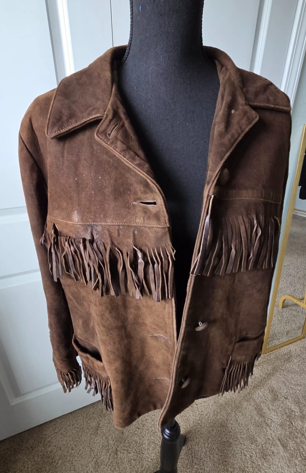 Vintage Western Suede Fringe Jacket Womens Brown Leather Cowboy Coat Boho | eBay | eBay US