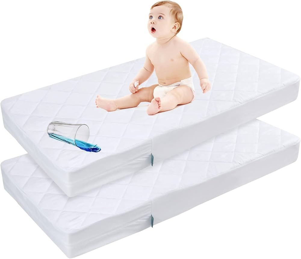 Zippered Crib Mattress Protector - Waterproof Crib Mattress Encasement, Breathable and Absorbent,... | Amazon (US)