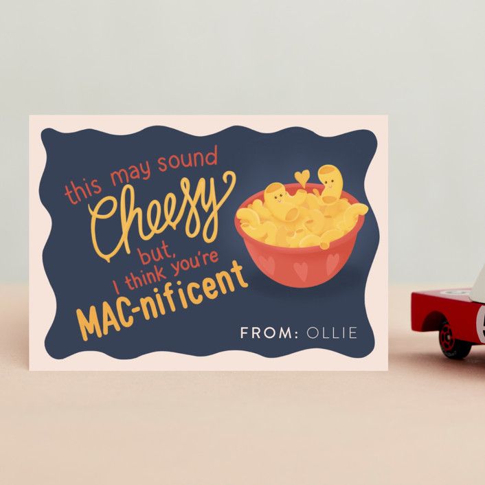 "So Cheesy" - Customizable Classroom Valentine's Cards in Blue by Charter Oaks Creative. | Minted