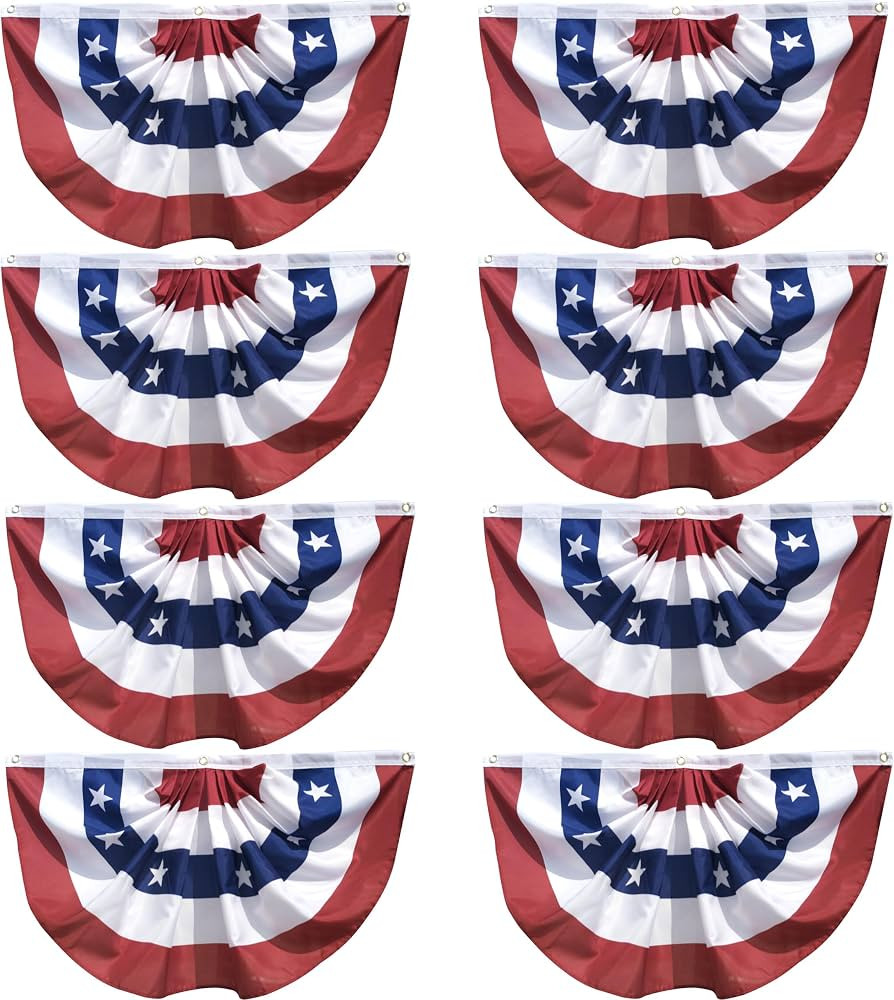 3x1.5fts American Pleated Fan Bunting flag outdoor-US Patriotic bunting-July 4th-Memorial Day-Fences flag-Curtain bunting-Pack of 8 | Amazon (US)